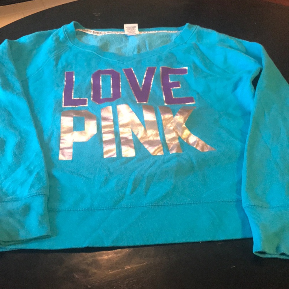 Super Cute Medium/ VS PINK Teal /Purple Swatshirt